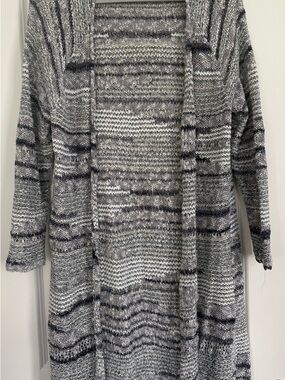 Lucky Brand Women's Open-Front Long Knit Cardigan Sweater - Gray Mix